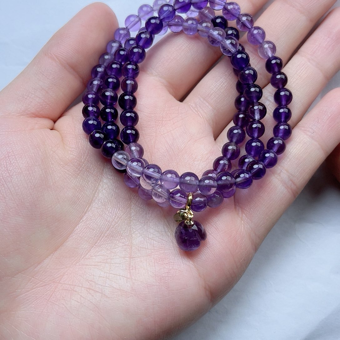 紫晶颈饰未镶嵌手串。k k