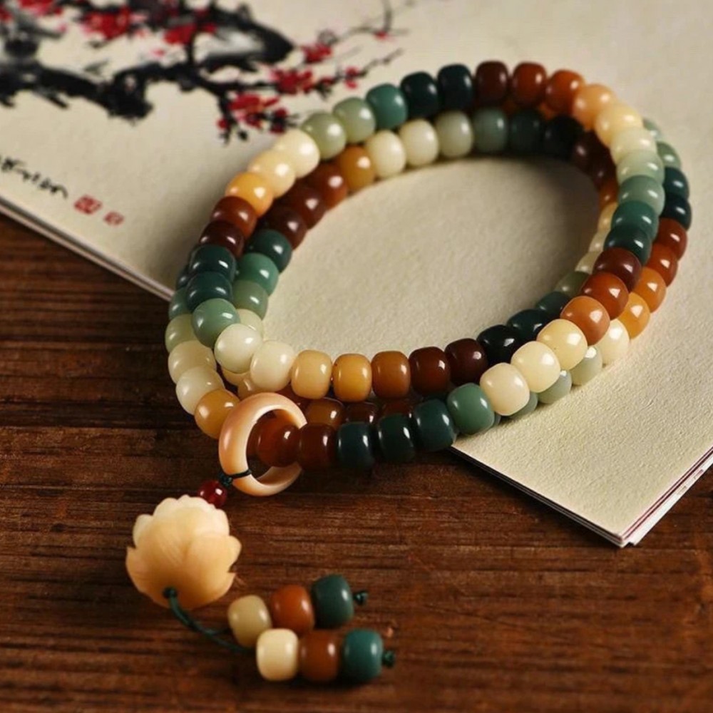 糖心老料多色菩提双圈手串无礼盒-32357