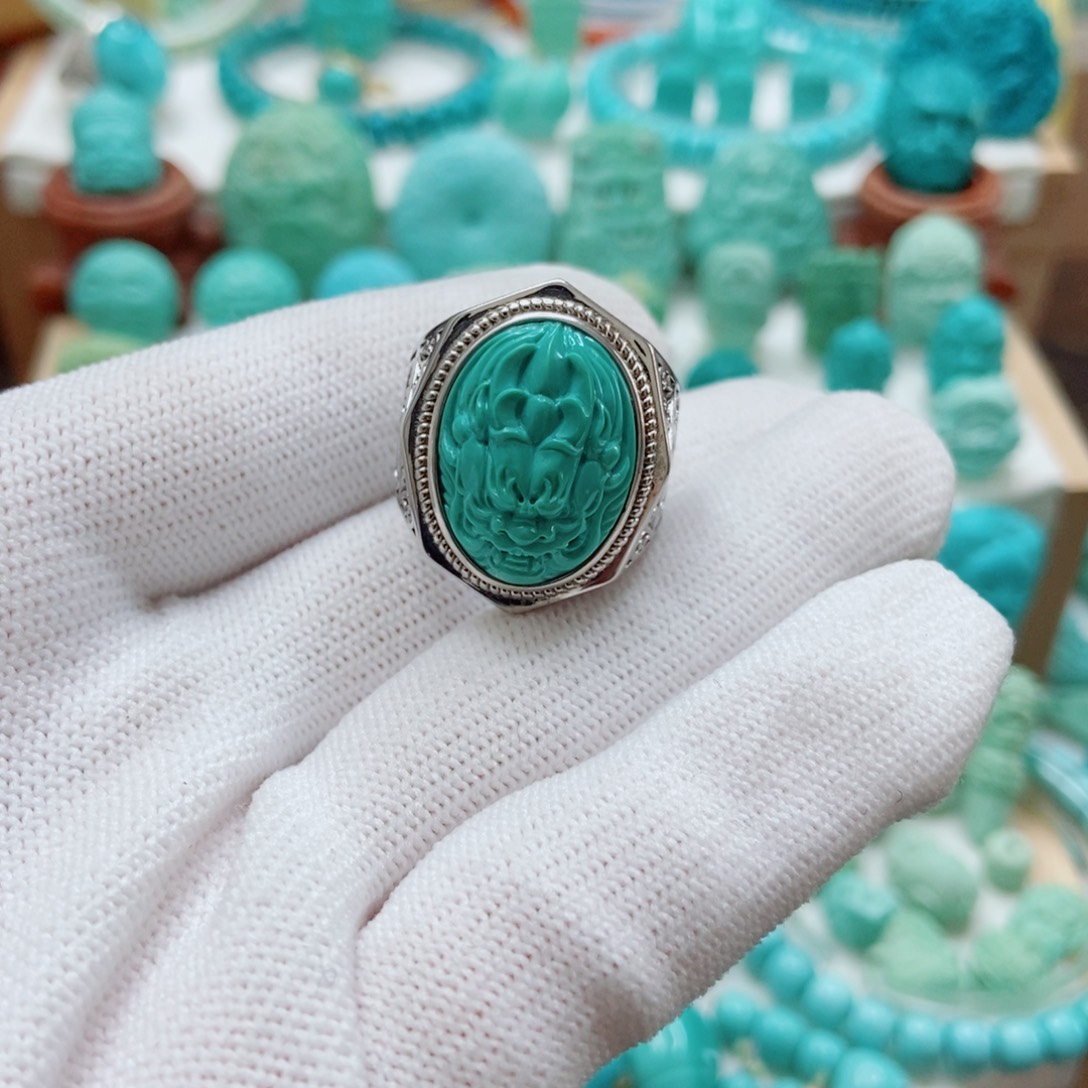 绿松石银S925镶嵌戒指