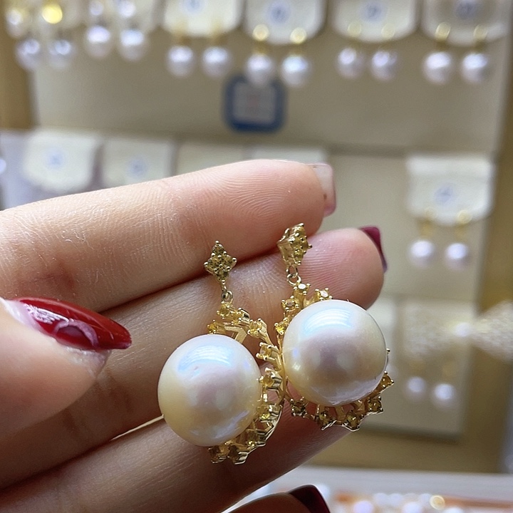 淡水珍珠耳饰银S925镶嵌