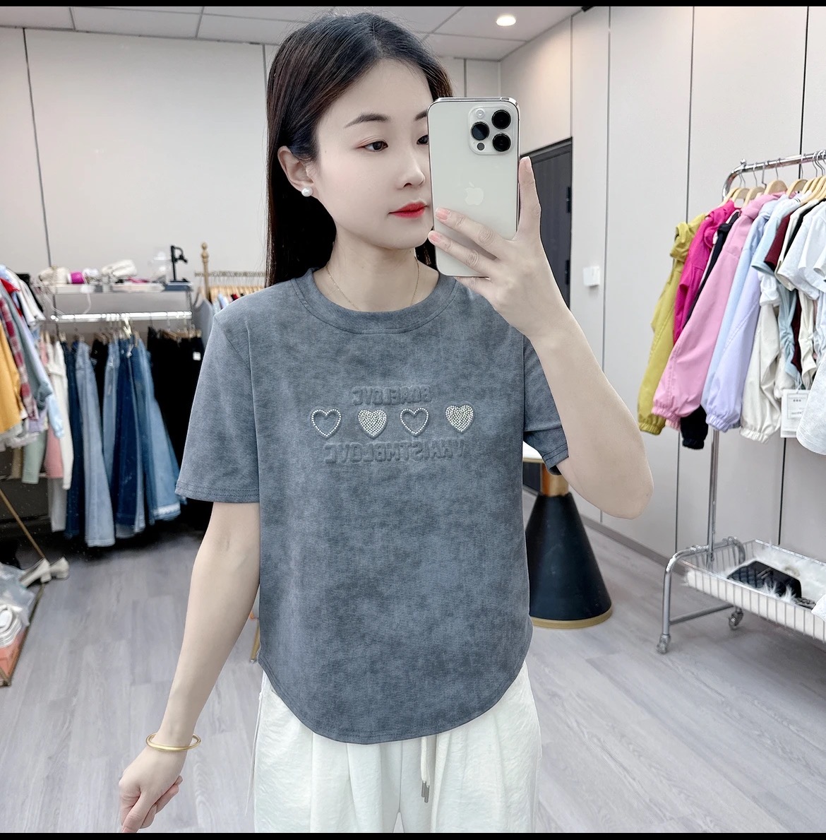 【熙小范】 常规款烫印印花扎染圆领短袖T恤夏装夏季6289