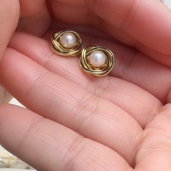 淡水珍珠耳饰合金