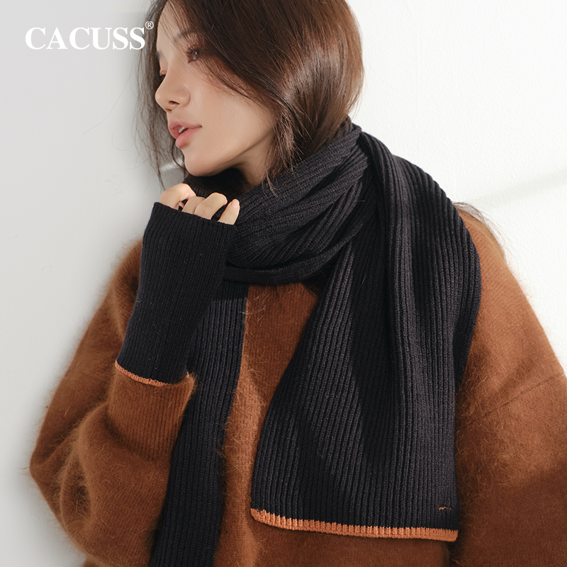 多巴胺针织小围巾女秋冬季韩版纯色保暖护颈学生围
