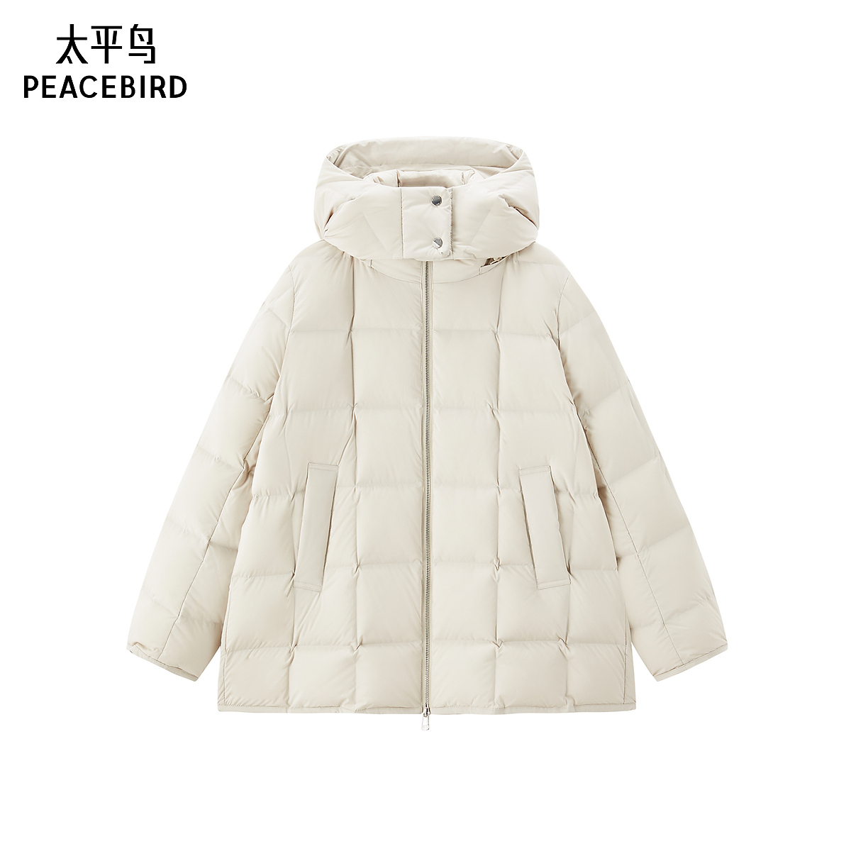 【商场同款】太平鸟连帽宽松廓形90白鸭绒羽绒服外套女A1ACF4308