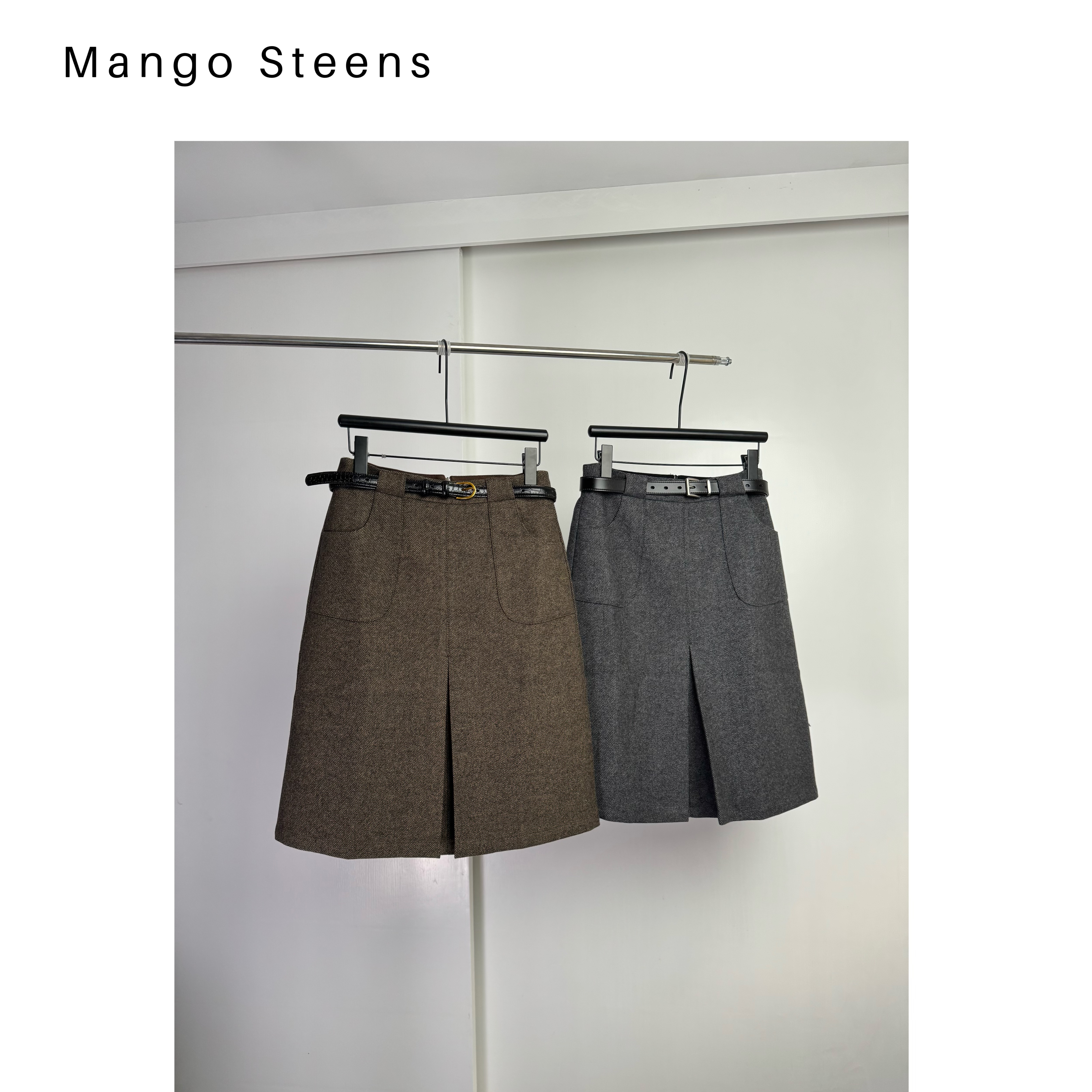 MANGO steen‘s丨质感贴袋羊毛毛呢半裙J7281