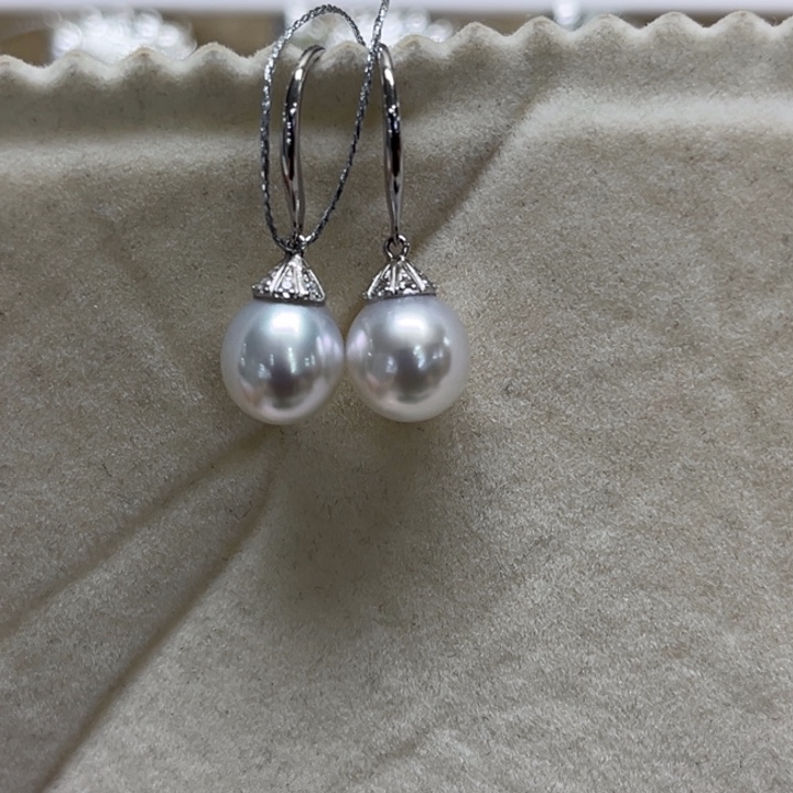 银S925镶嵌耳饰海水珍珠9-10mm61号