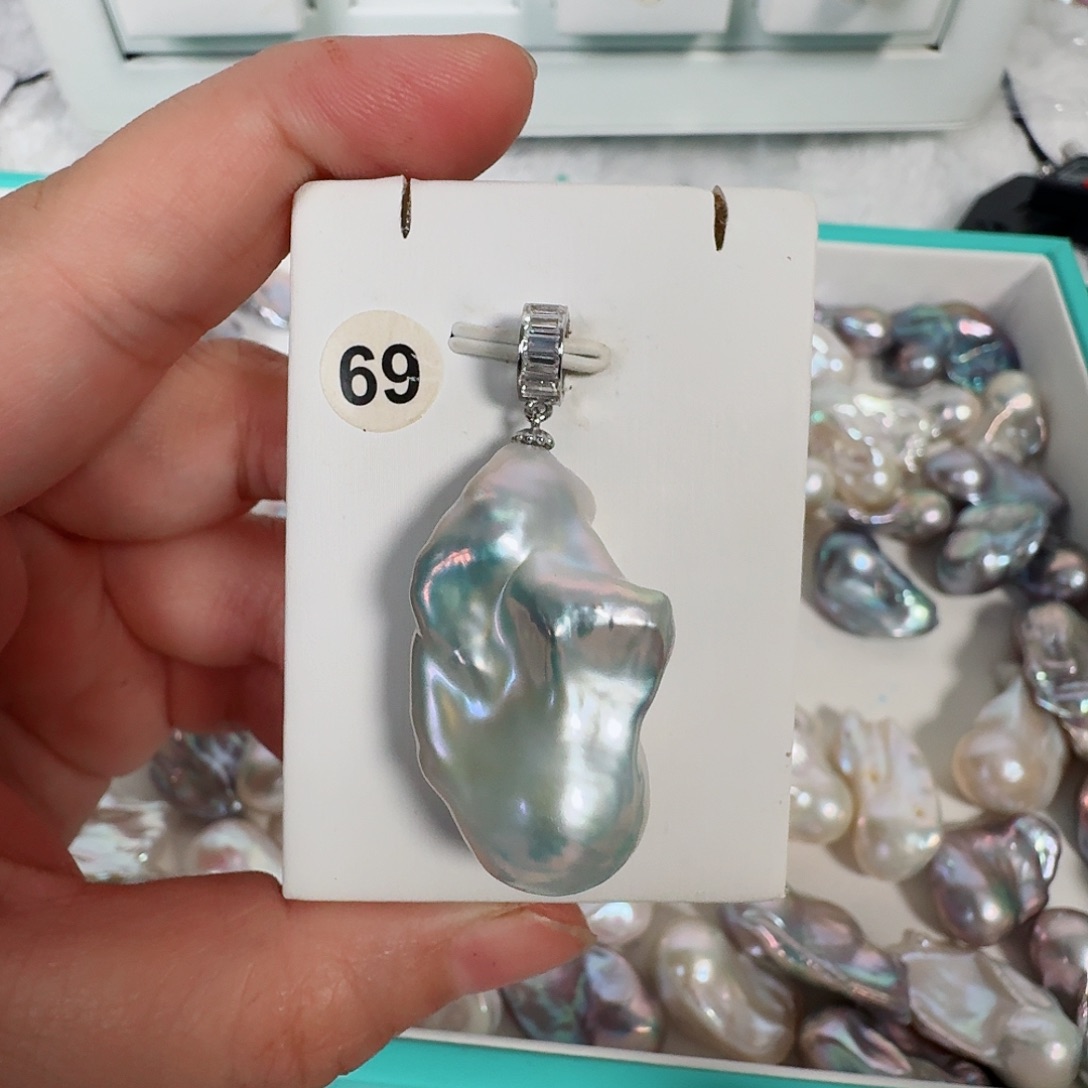 神***冰淡水珍珠银S925镶嵌颈饰