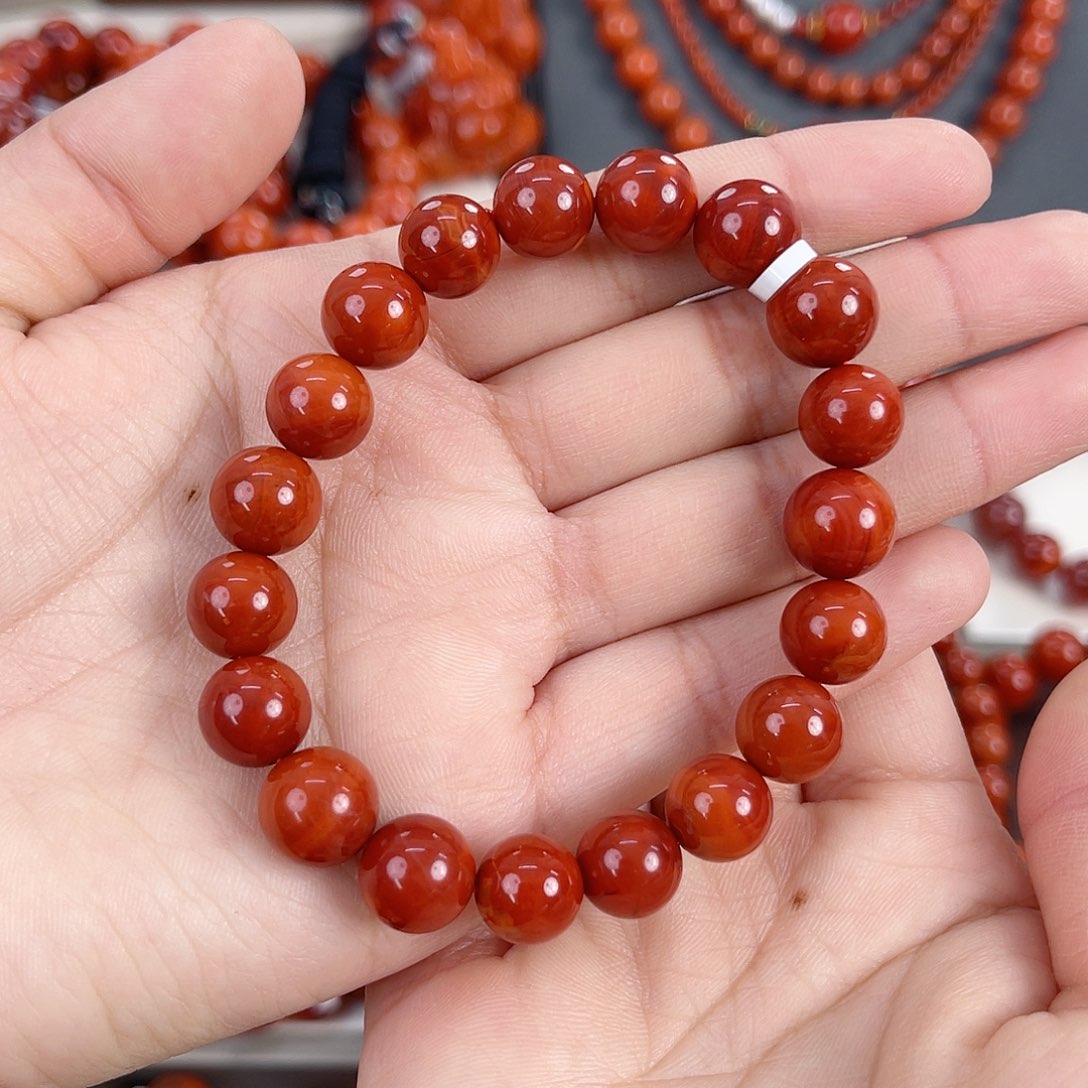 平***后南红玛瑙未镶嵌瓦西高货锦红满肉单圈10mm