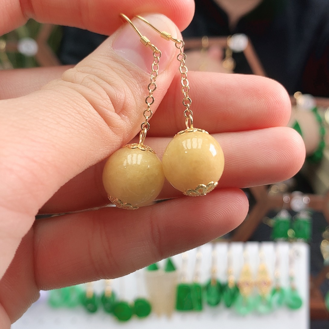 翡翠耳饰银S925镶嵌耳饰