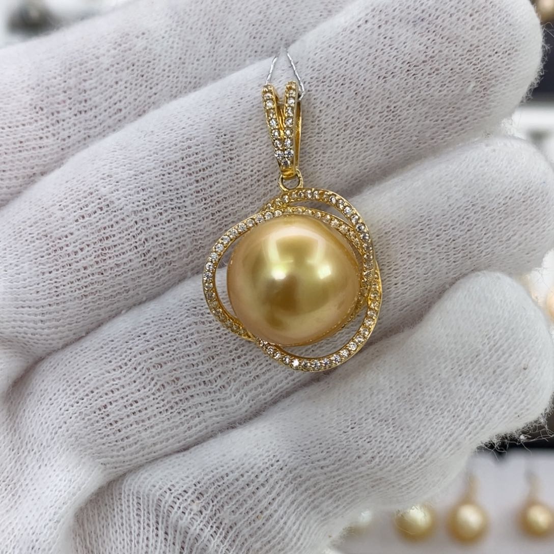 海水珍珠颈饰银S925镶嵌14-15m m