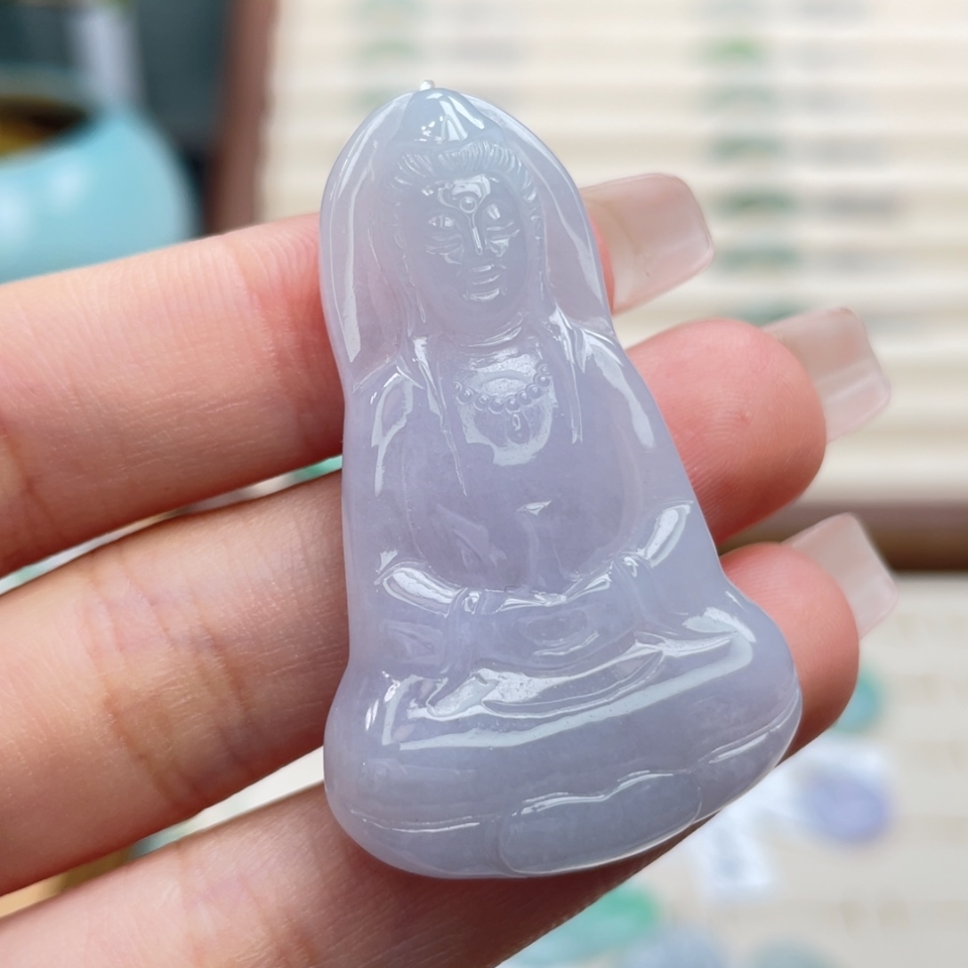 翡翠未镶嵌吊坠(不含链)a10冰紫净瓶观音