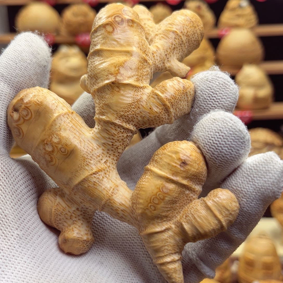 竹竹根雕生姜手把件