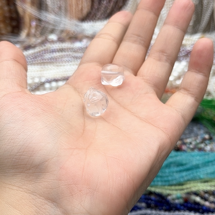 未镶嵌玛瑙/玉髓珠宝半成品一个14/13mm左右白水晶kt猫