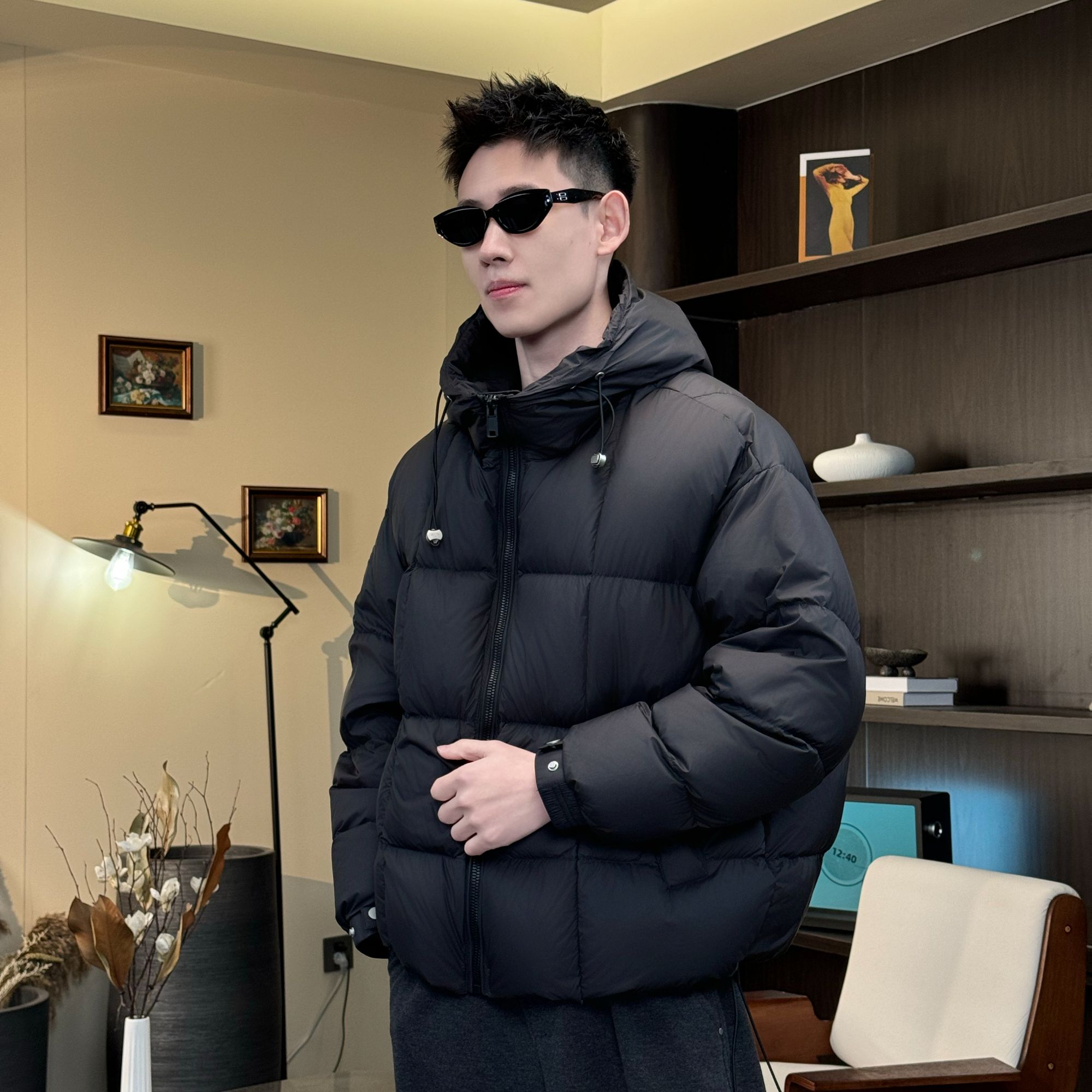 1801云朵零压泡芙90白鸭绒冬季保暖高充绒连帽男士面包服羽绒服男