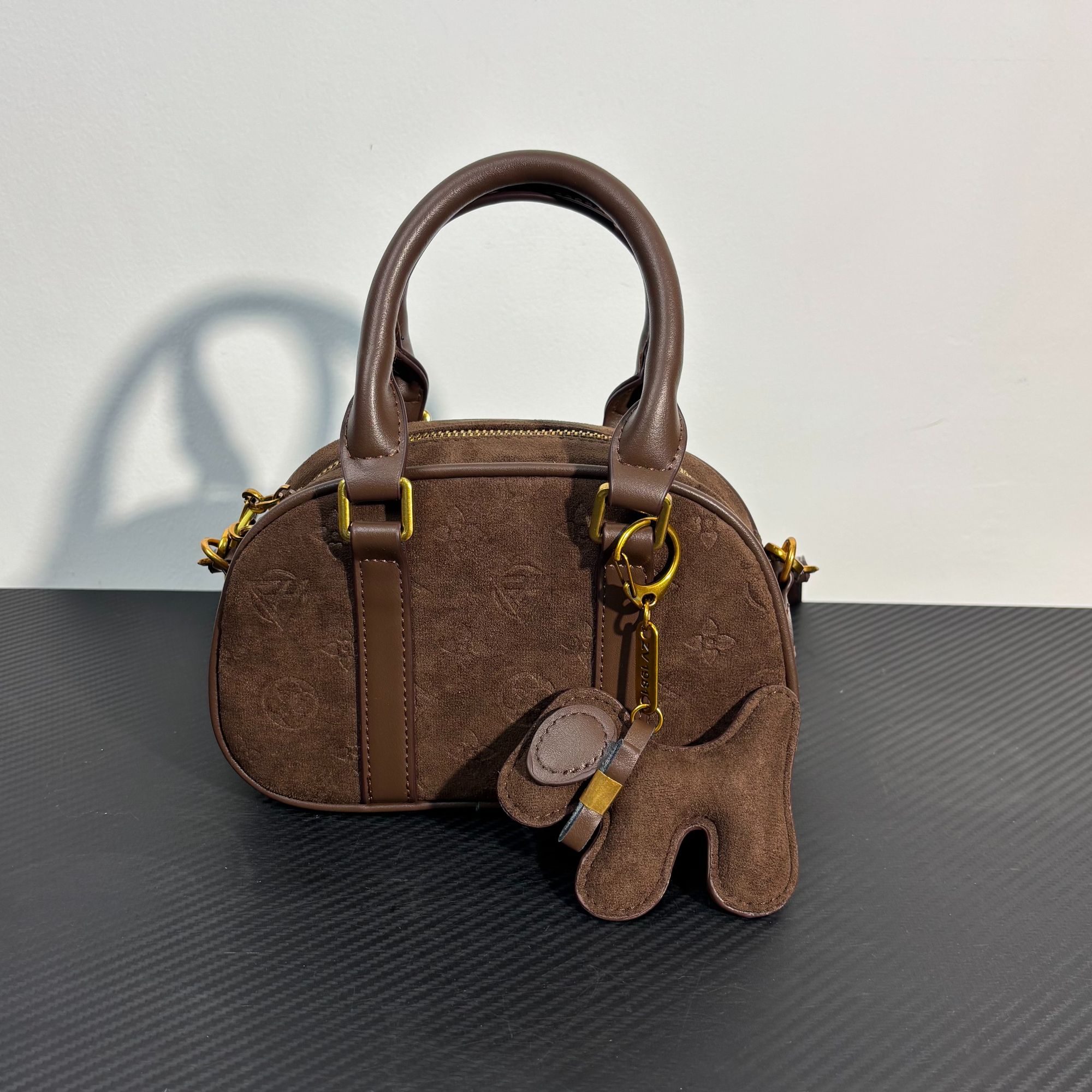 压花深咖小号保龄球枕头包【8180棕色】