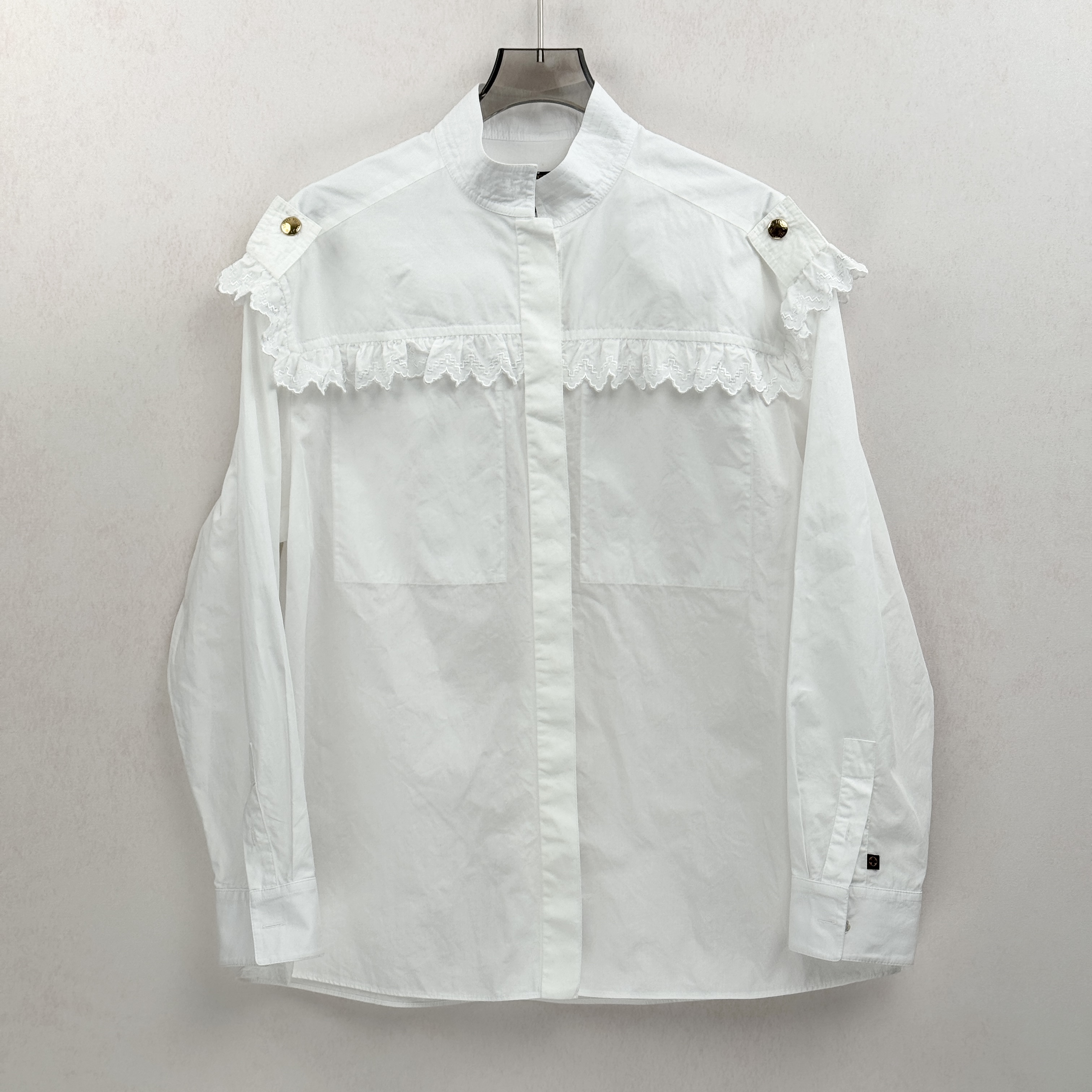 99新 LouisVuitton/路易威登 LV 宫廷风白色衬衫/34码