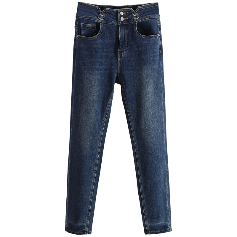 F8558-【佐】做旧磨白高腰显瘦小脚牛仔裤裤子#WZS58Z017