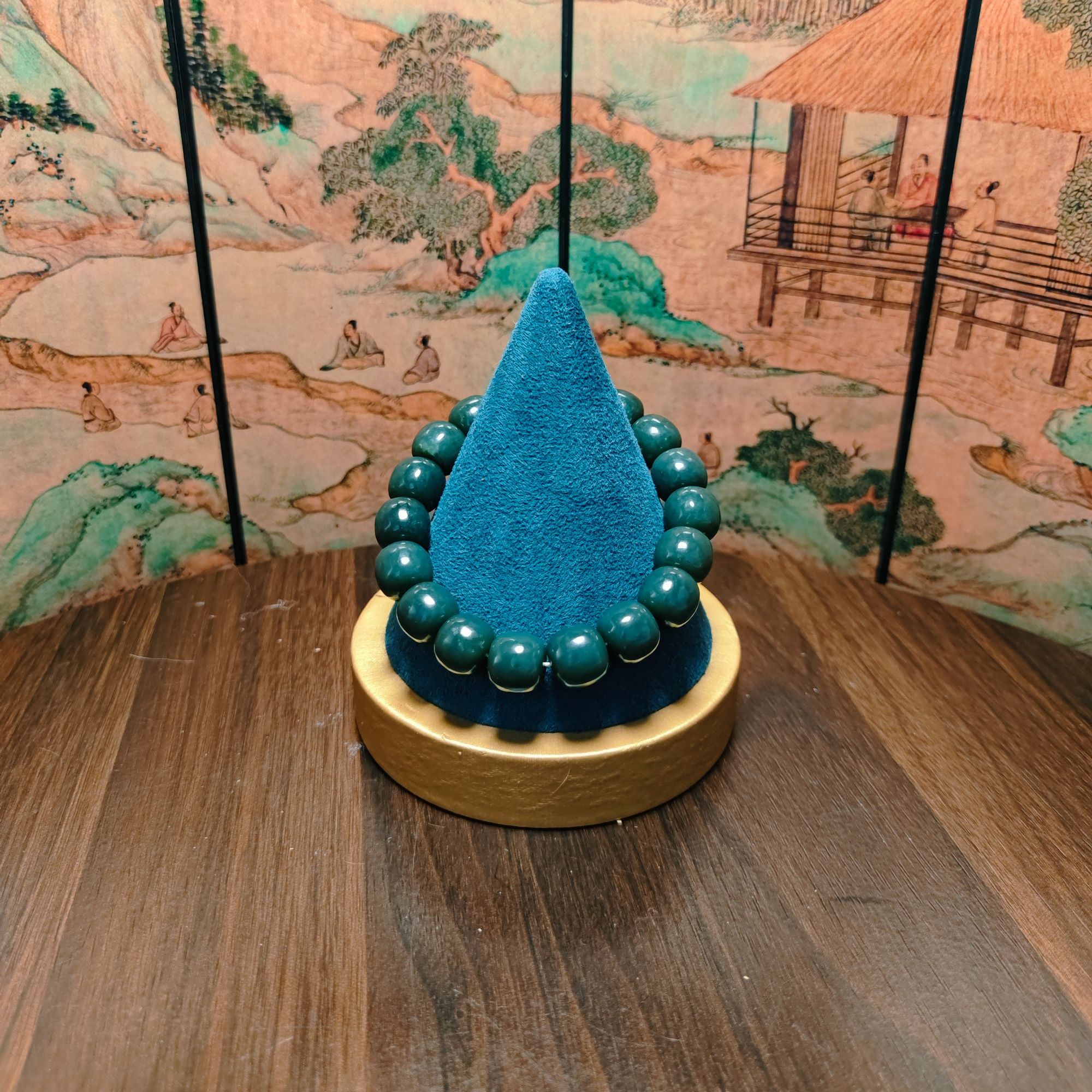 F和田玉且末蓝桶珠手串（卡12）1001