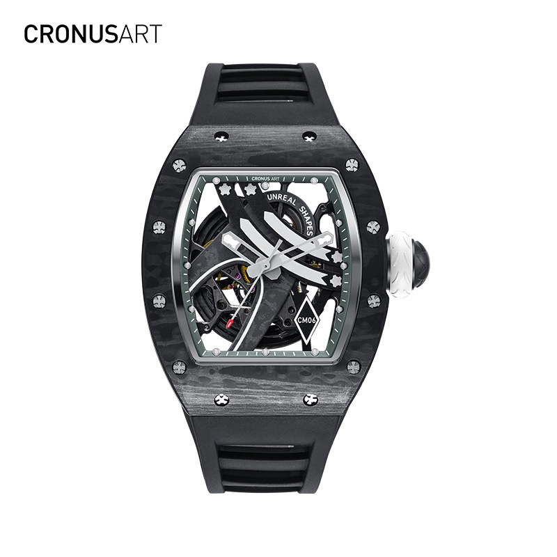 CronusArt克洛斯碳纤幻境机械手表时尚黑色夜光碳纤维防水腕表