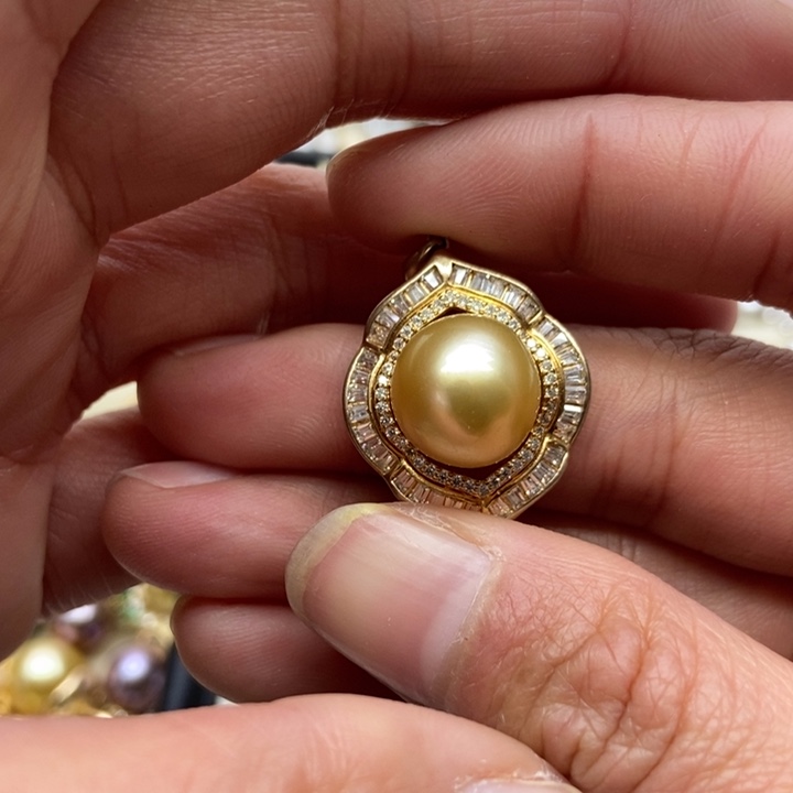 海水珍珠吊坠(不含链)银S925镶嵌