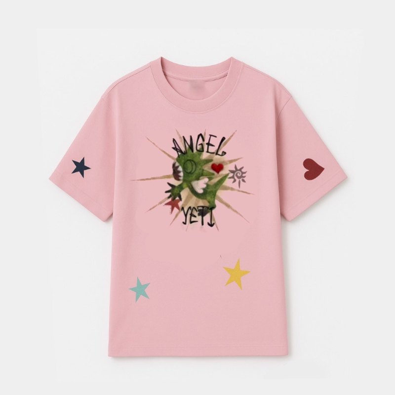 ANGEL CHEN陈安琪 SS25 蜥蜴天使粉色印花T恤