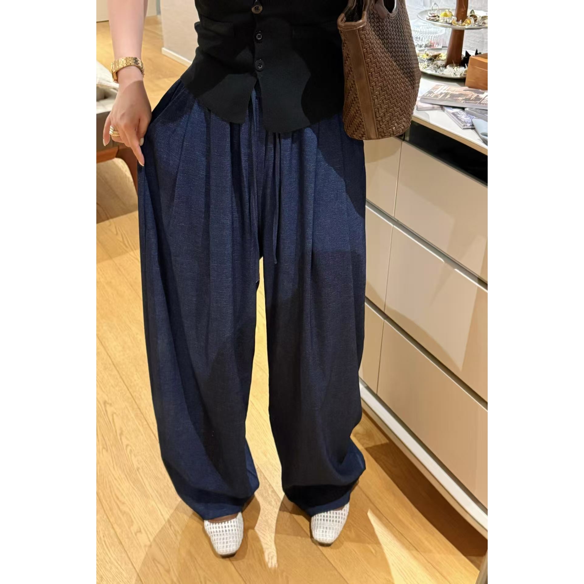 SP 极力推荐！ 特定面料料子超好 厚实天丝牛仔休闲慵懒松弛阔腿裤