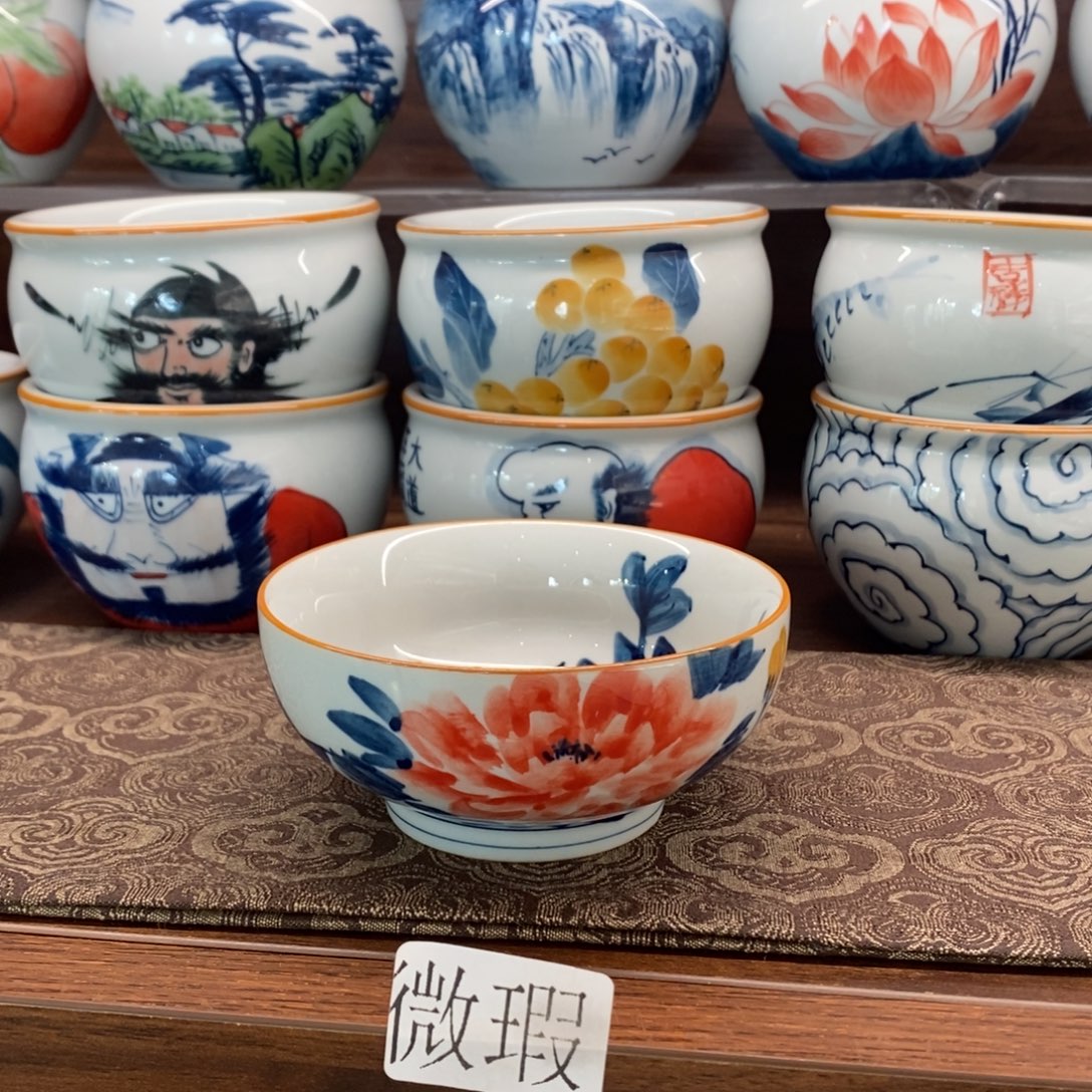 微瑕釉下彩纯手绘手工绘制