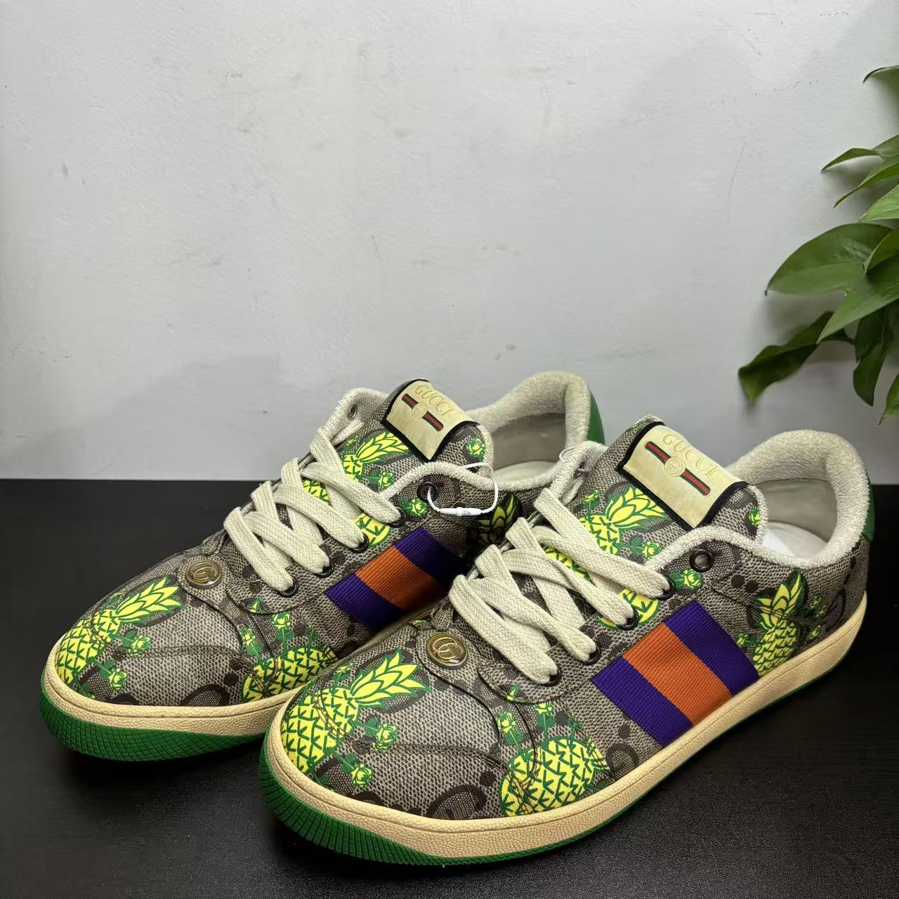 95新 GUCCI/古驰 42欧码花卉印花古驰脏脏鞋板鞋百搭舒适