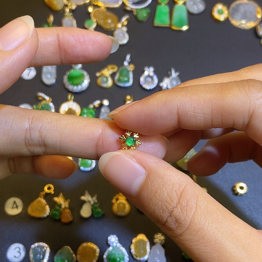 翡翠银S925镶嵌吊坠(不含链)