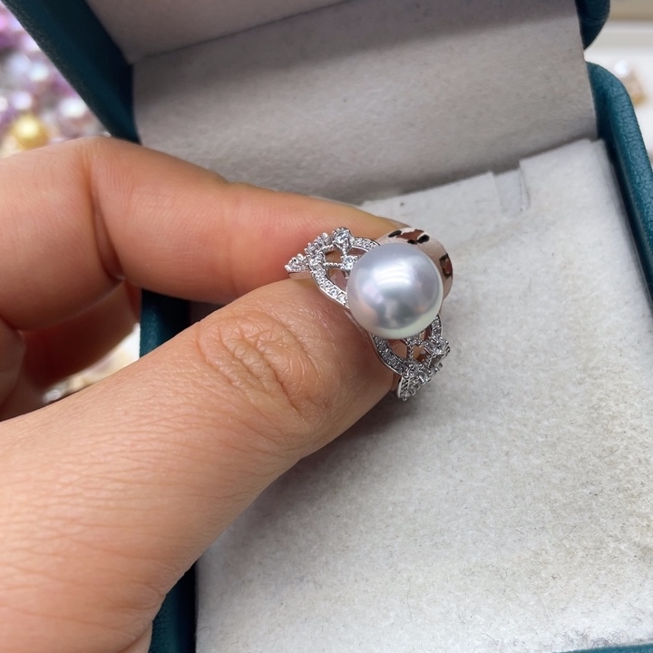 海水珍珠戒指银S925镶嵌