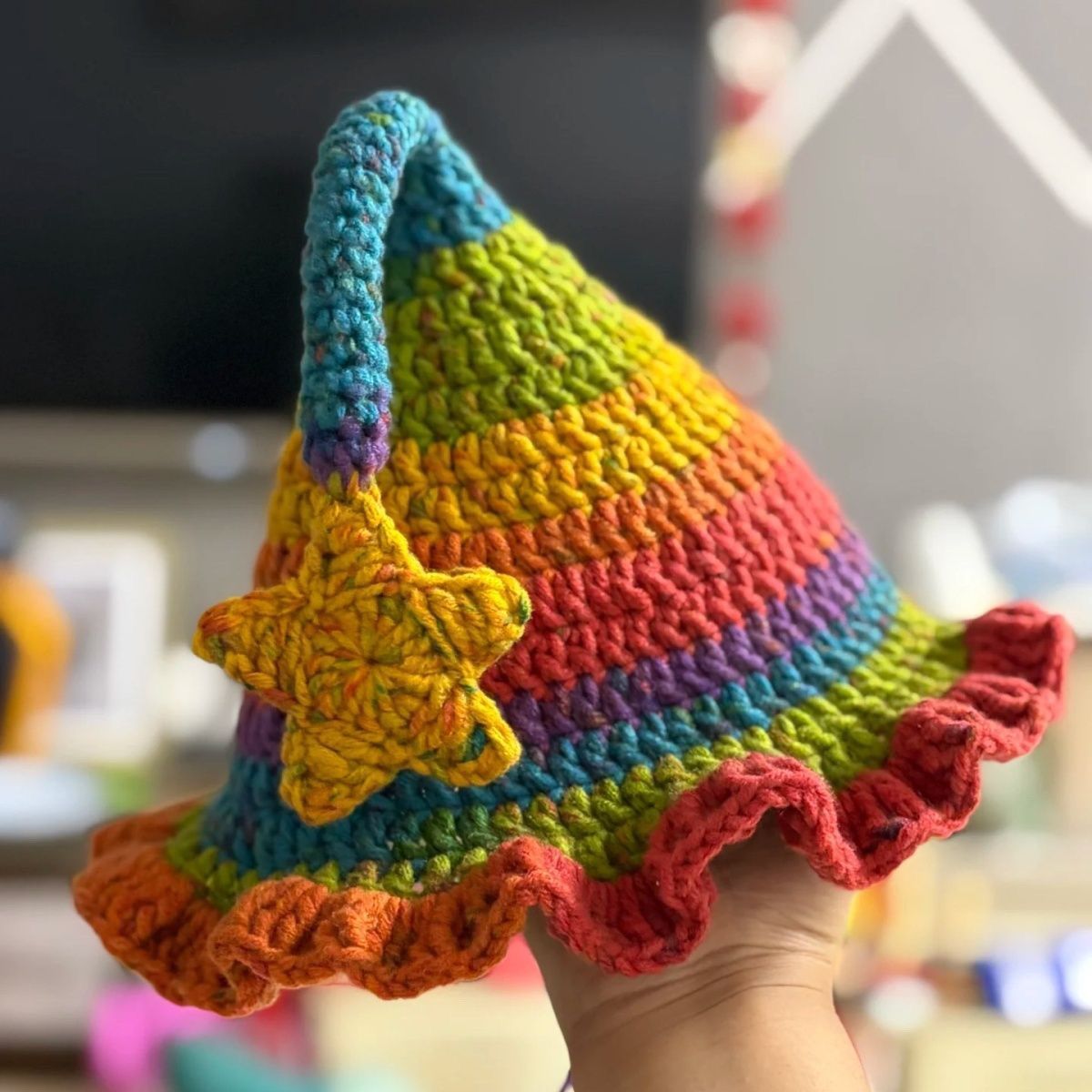 同款手编八股牛奶棉diy巫师帽精灵帽彩色段染粗毛线团编织围巾线