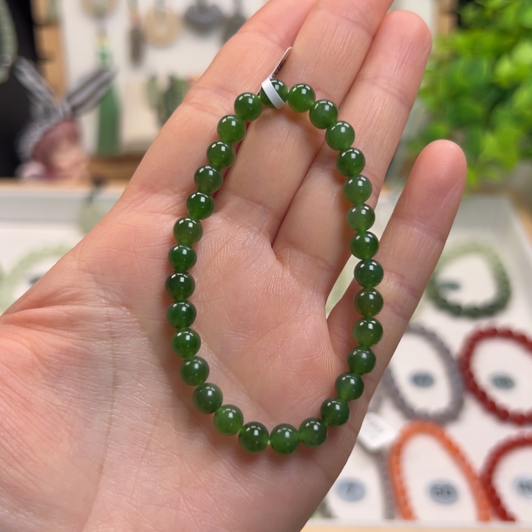 未镶嵌和田玉（碧玉）手串微瑕福利款