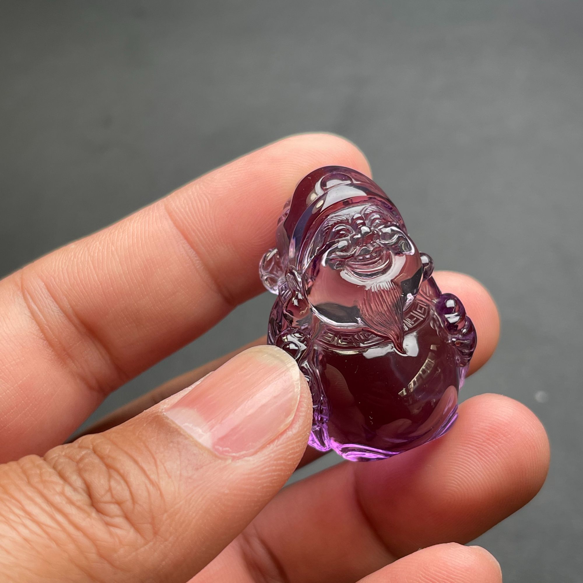 天然紫水晶财神爷挂件