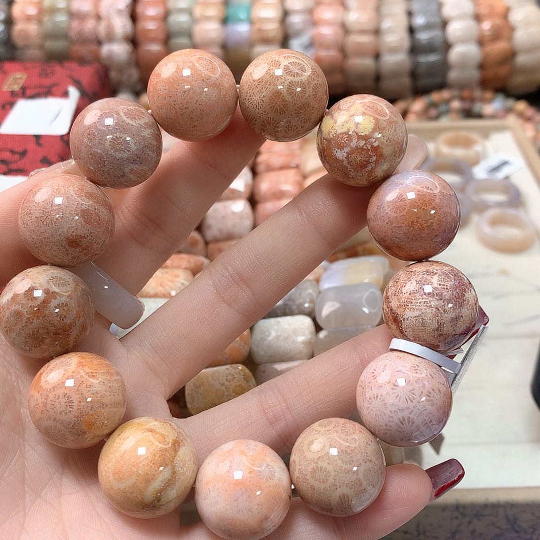 硅化珊瑚（珊瑚玉）手链未镶嵌柠**•832