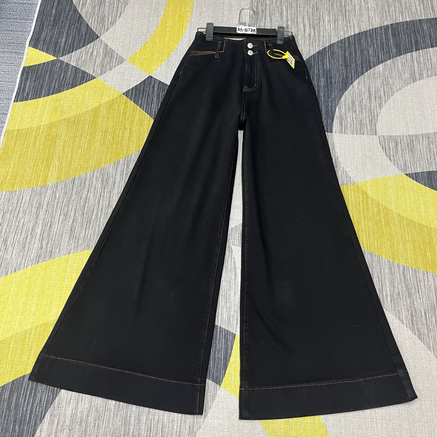 #A5-Q7705 加绒-植绒 黑色美式小众宽边大阔腿裤裙 无弹 （不换退）