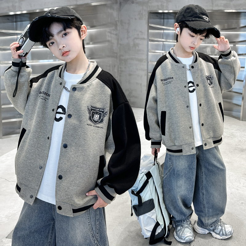男童春秋款棒球服2025新款外套中大儿童学院风潮【百岁童】A5126