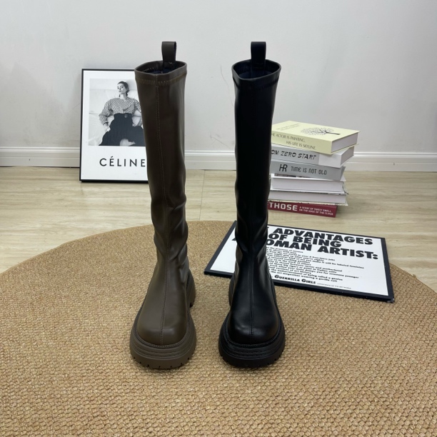 长筒靴长靴新款骑士靴秋冬款高跟小个子高筒长筒靴鞋子柚子初