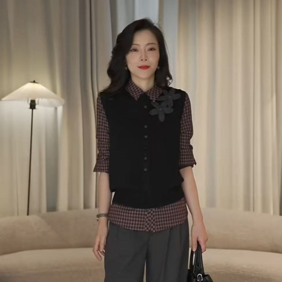 【涵舒可】 复古钩花马甲（一件马甲）