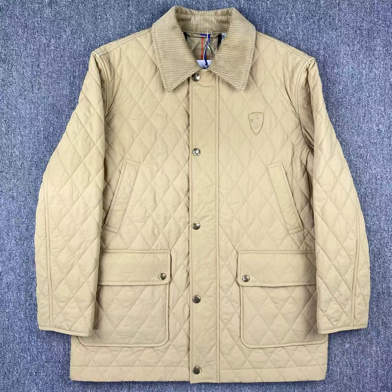 未使用 BURBERRY/博柏利 2511175/L码/菱纹缝线刺绣徽标Logo夹克