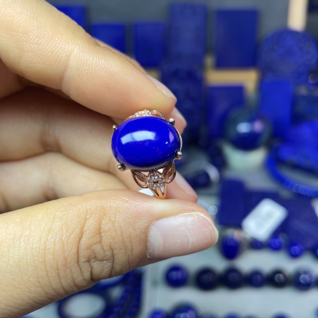 青金石银S925镶嵌戒指