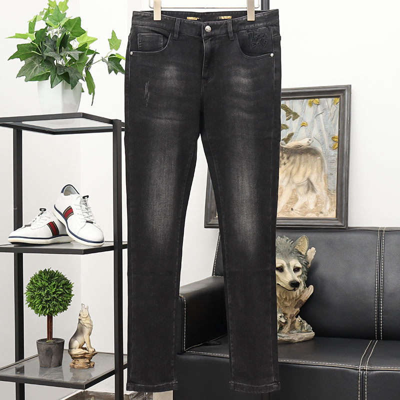S家 男装休闲时尚 春秋款修身百搭舒适潮流黑色牛仔长裤1595