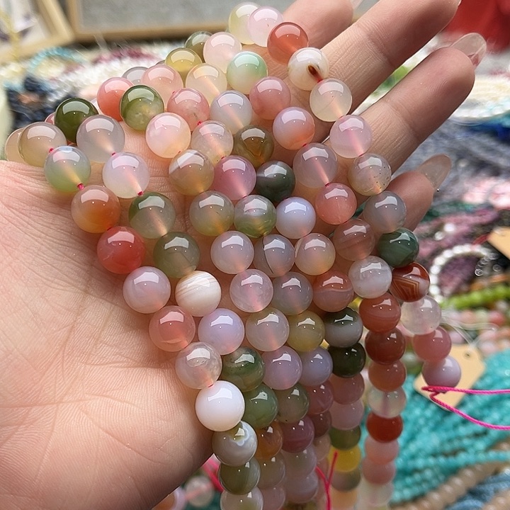 玛瑙/玉髓珠宝半成品未镶嵌一条10mm左右盐源玛瑙