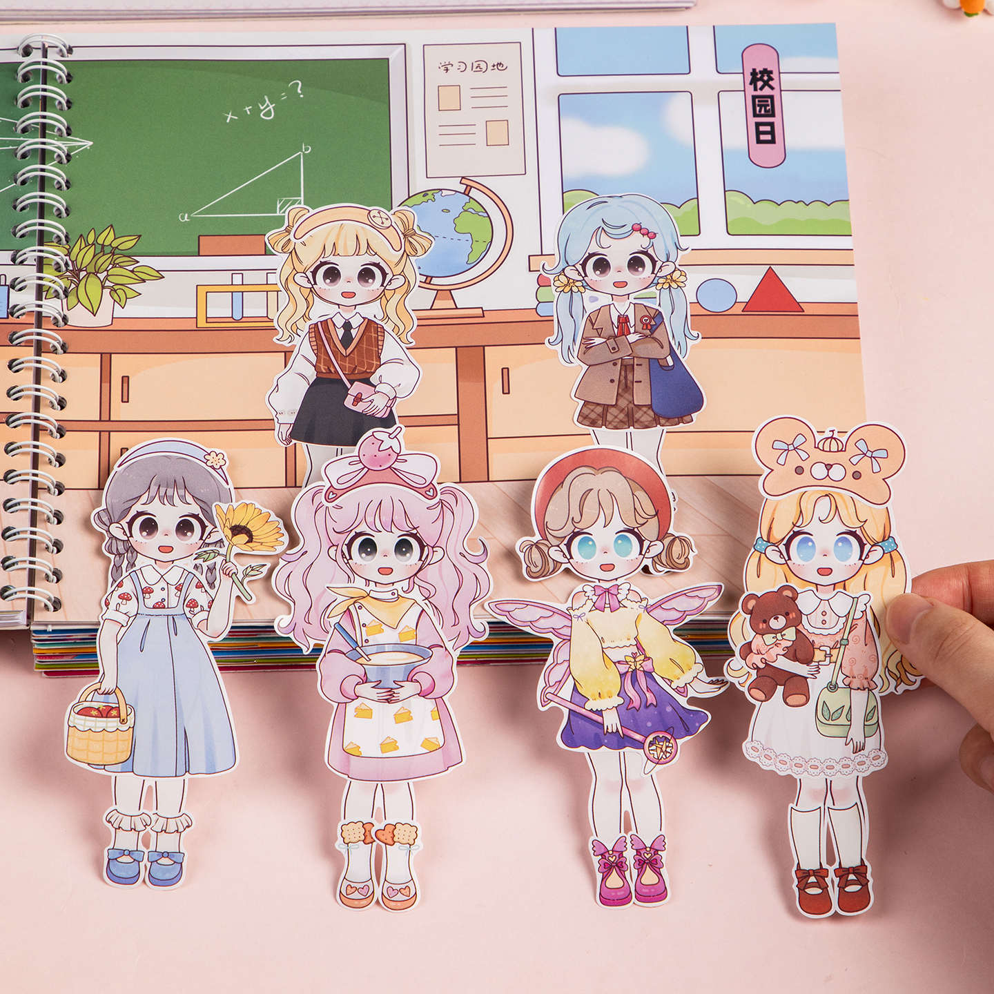 美少女换装贴纸书公主化妆美甲贴贴画2到3-6岁女孩穿搭儿童专注力