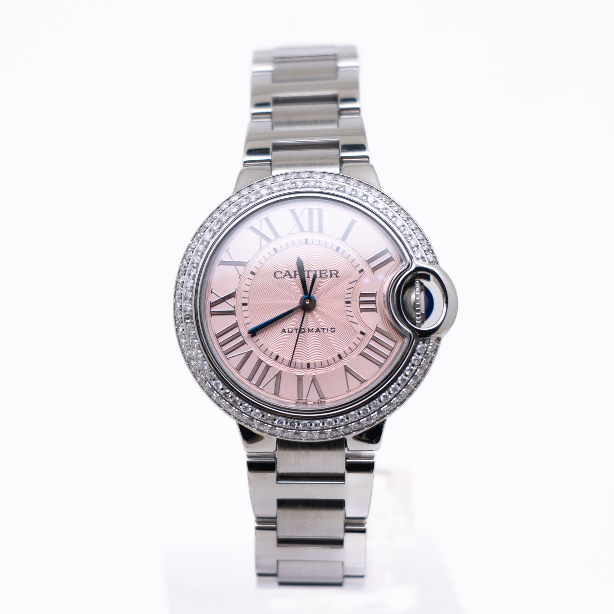 99新 Cartier/卡地亚 蓝气球W6920100 33粉盘后钻机械女表 单表
