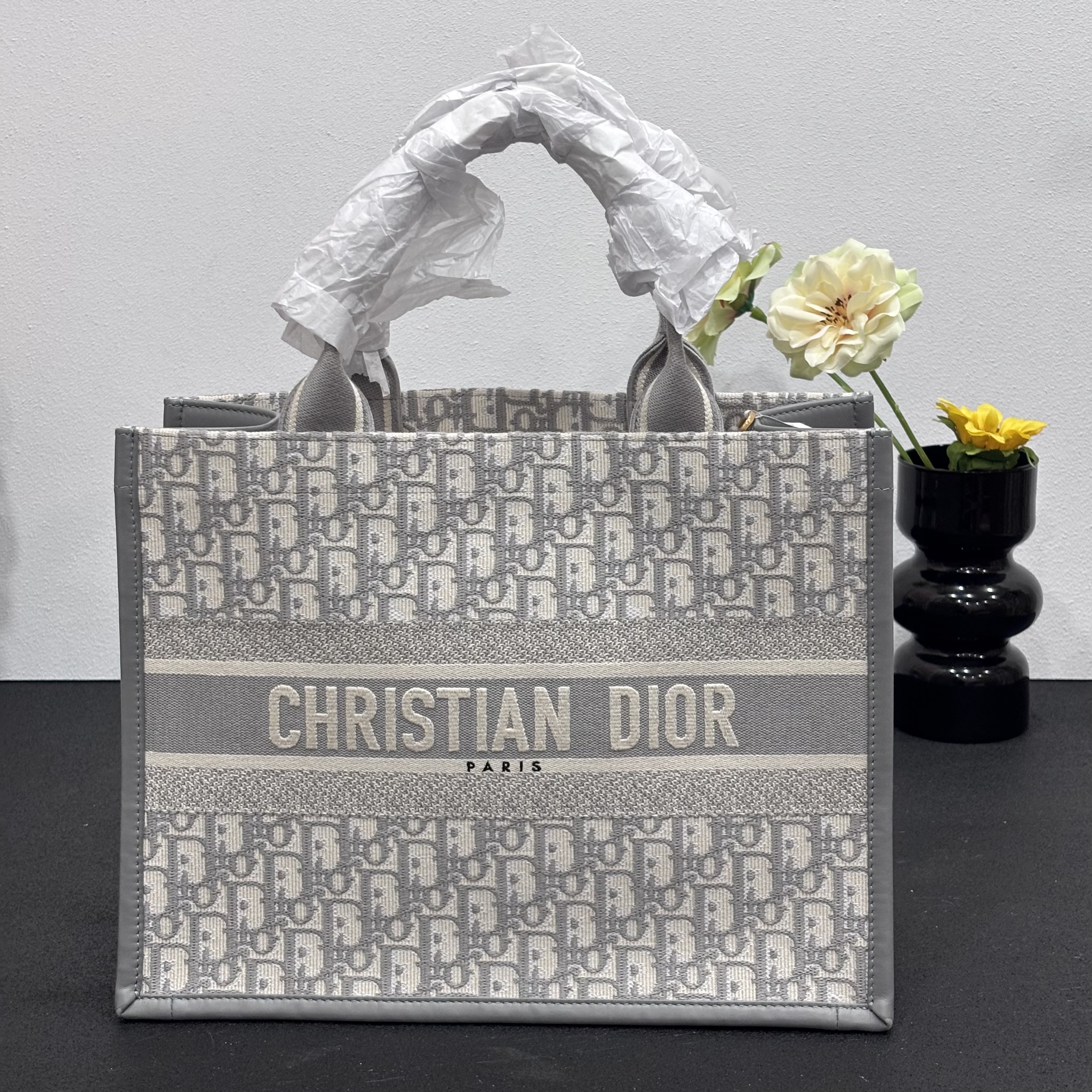 未使用 DIOR/迪奥 壹所奢品/ tote 中号 灰色老花托特/新款 闲置