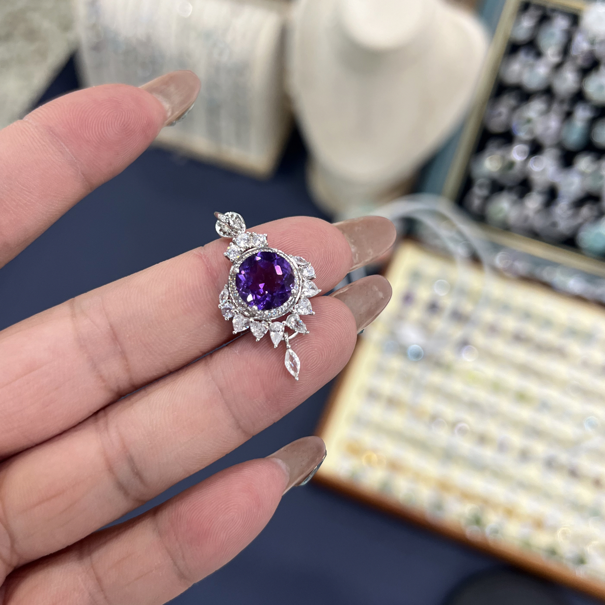 天然紫水晶s925银镶嵌