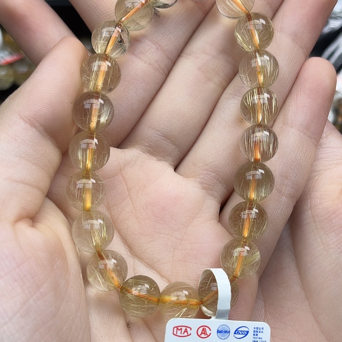 水晶手链未镶嵌浮*金发晶9+