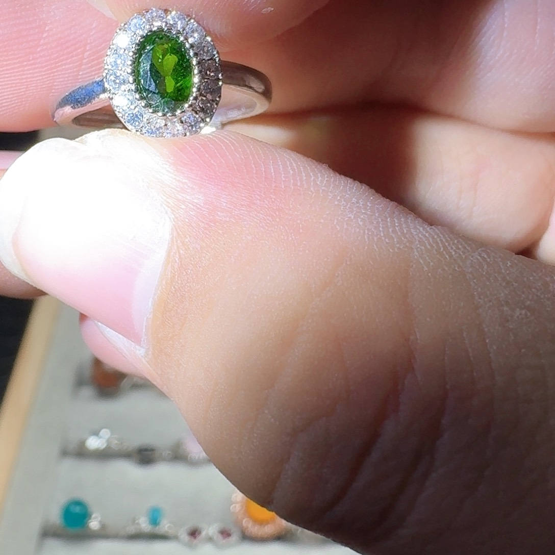 芙蓉石戒指银S925镶嵌