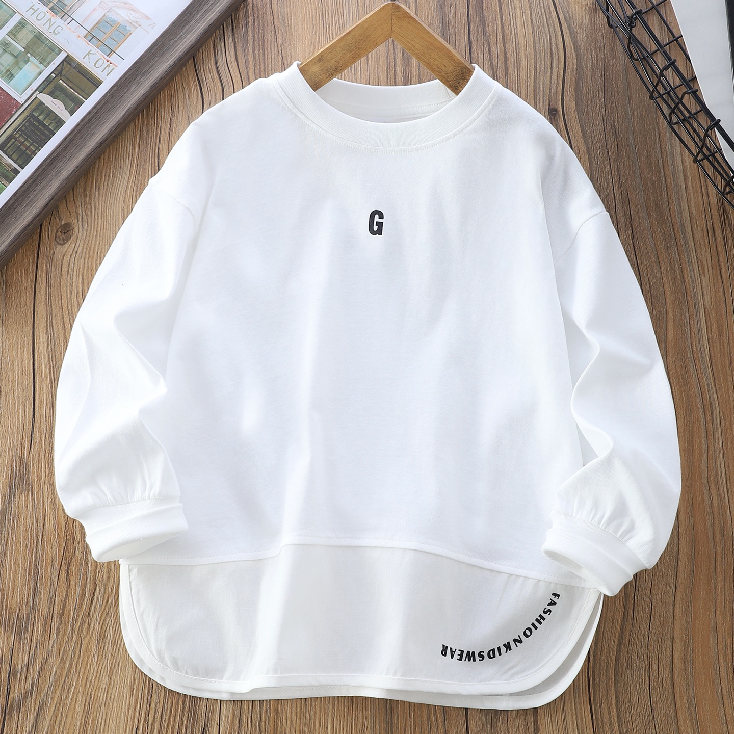 【2025秋冬5316T恤】中大童休闲运动时尚长袖百搭宽松洋气T恤打底衫