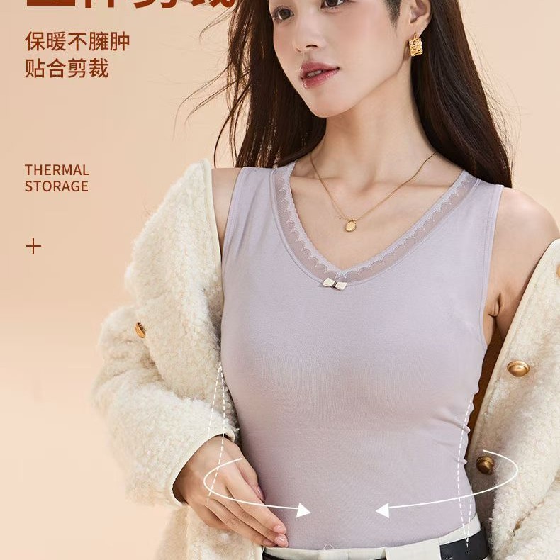 5577女秋冬前后贴片无缝羊毛100%带胸罩，免穿文胸。。背心